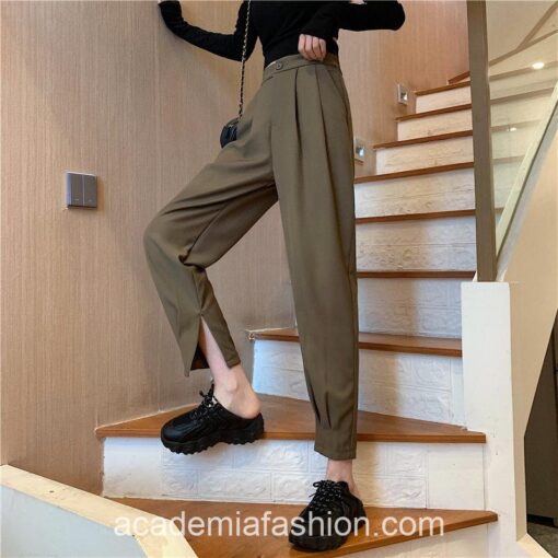 Classical Thin Solid High Waist Pant
