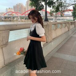 Daring Gothic Academia  Short Sleeve One-Piece Dress
