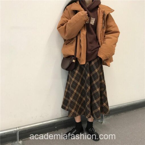 Dark Academia Wool Midi Pleated Enigmatic Skirt
