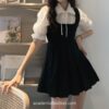 Dreamy Gothic Academia Puff Sleeve 2 Piece Mini Dress