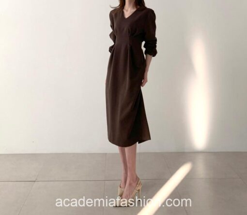 Elegant Academia Solid Maxi Dress