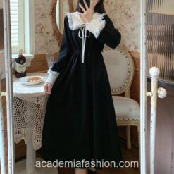 Gothic Academia Lace Peter Pan Collar Fairy Dress