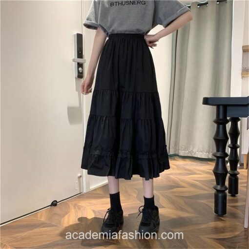 Gothic Academia Long Pleated Skirt