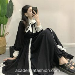 Maiden Gothic Academia Long Sleeve Stand Collar Dress
