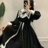 Maiden Gothic Academia Long Sleeve Stand Collar Dress